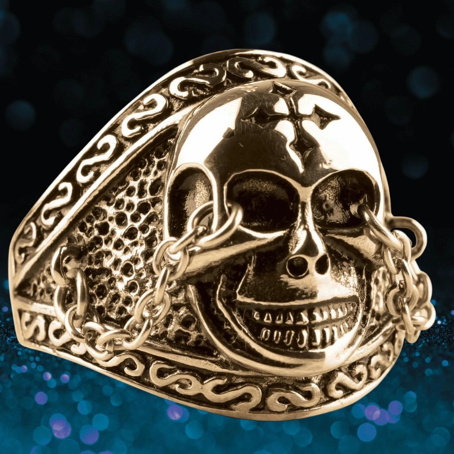 Chained Skull Ring