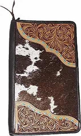 Challenger Western Cowhide Floral Hand-Tooled Leather Travel Jewelry Case texture-rose-gold  