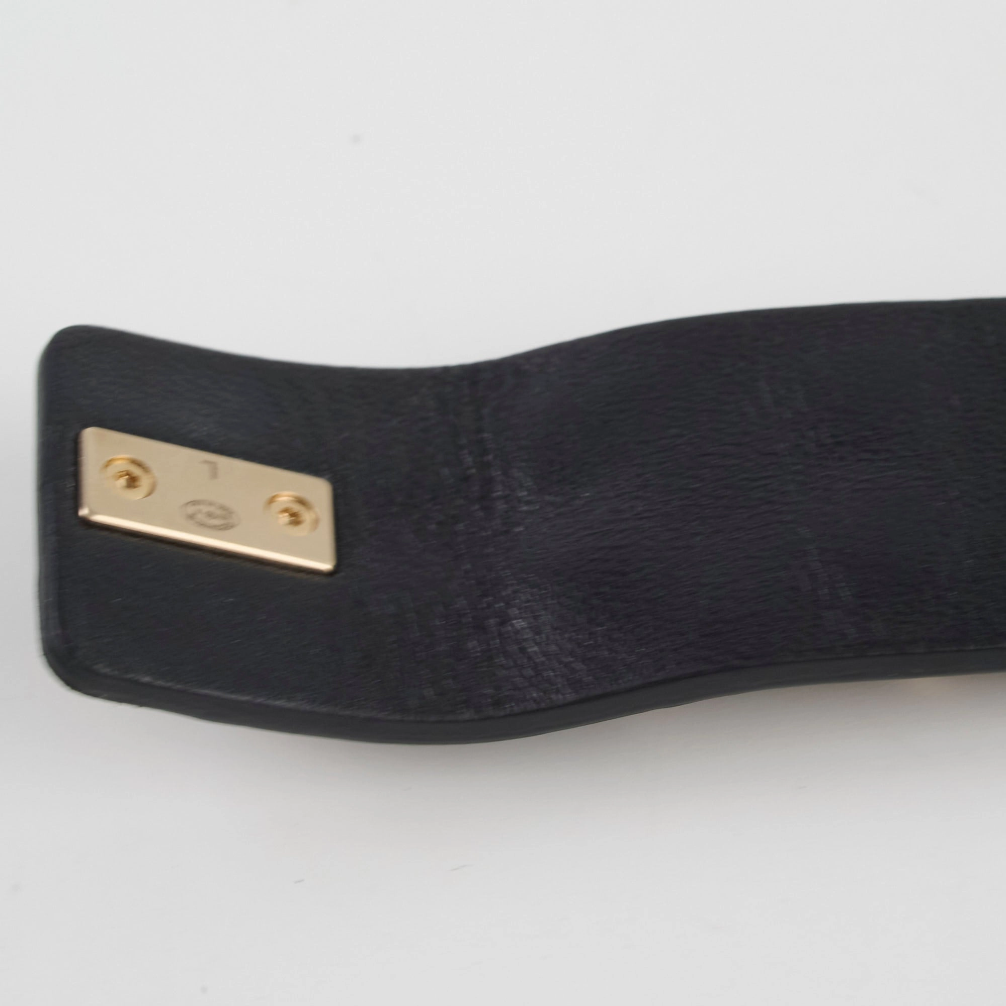 Chanel Black Leather Chain Bracelet Size L