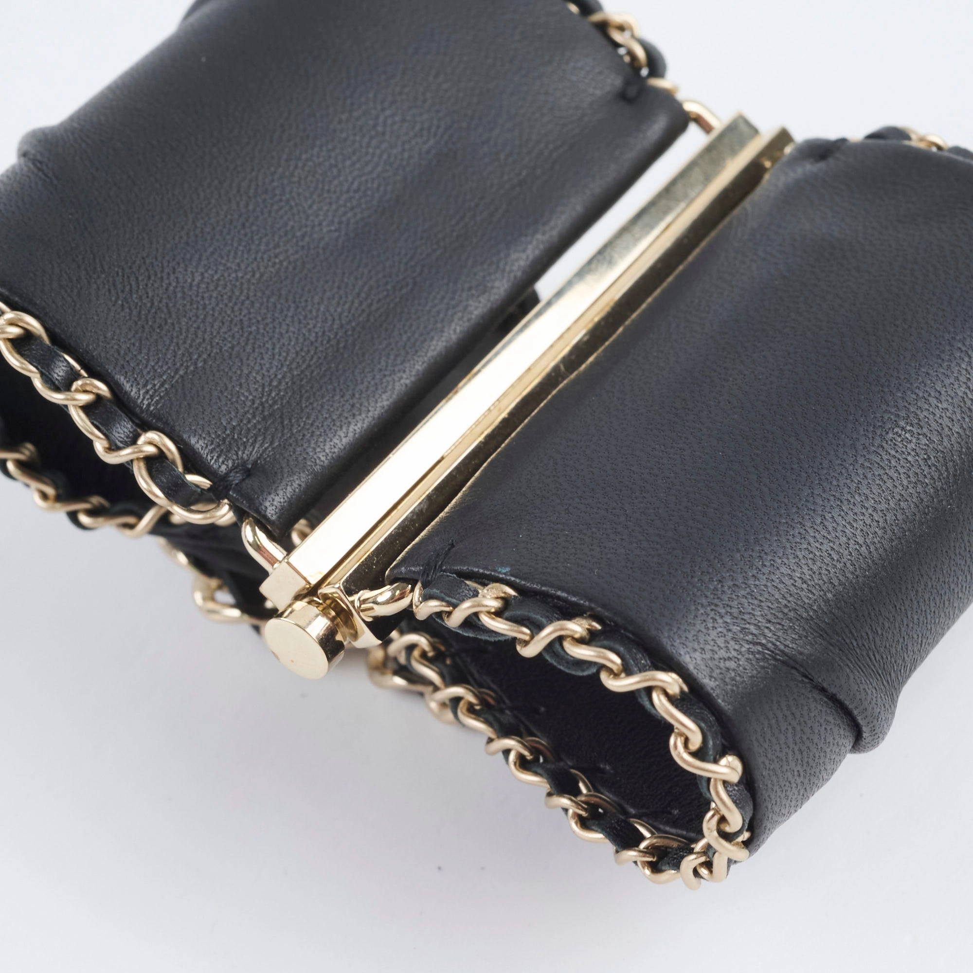 Chanel CC Logo Leather Cuff Black