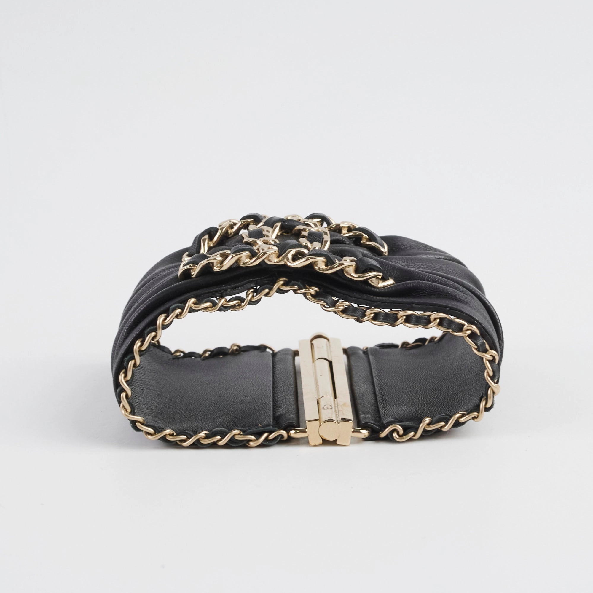 Chanel CC Logo Leather Cuff Black