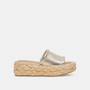CHAVI WEITE SANDALEN HELLGOLD METALLIC LEDER