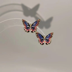 Cherry Blossom Colorful Butterfly Stud Earrings 
