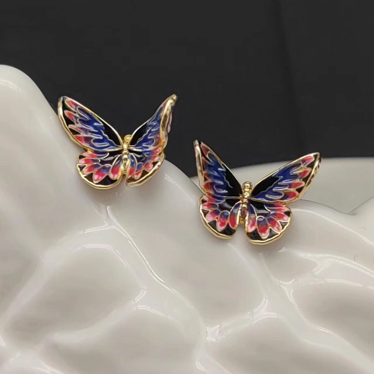 Cherry Blossom Colorful Butterfly Stud Earrings
