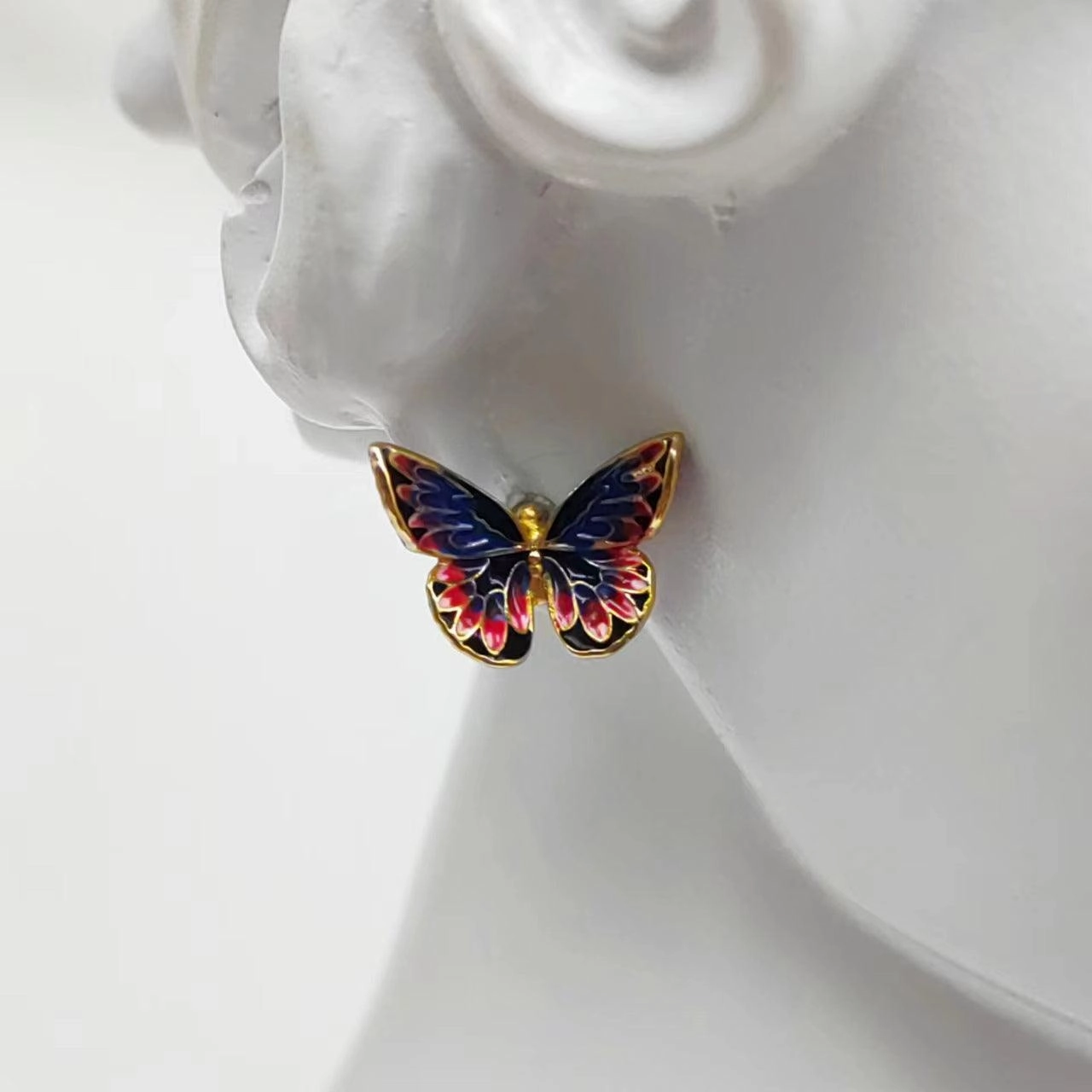 Cherry Blossom Colorful Butterfly Stud Earrings