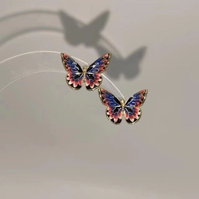Cherry Blossom Colorful Butterfly Stud Earrings 