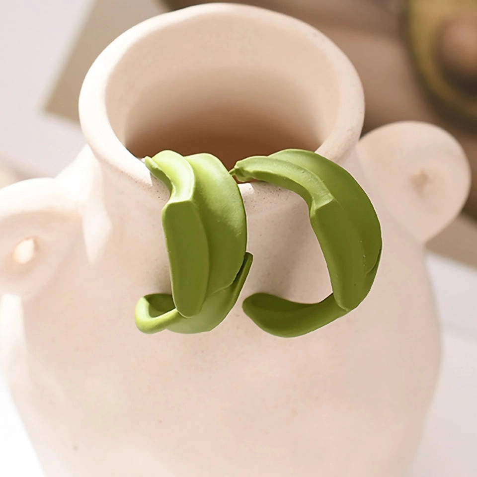 Chic Green Leaf Geometric Drop Earrings for Women 