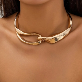 Chunky Heavy Metal Torques Choker Necklace 