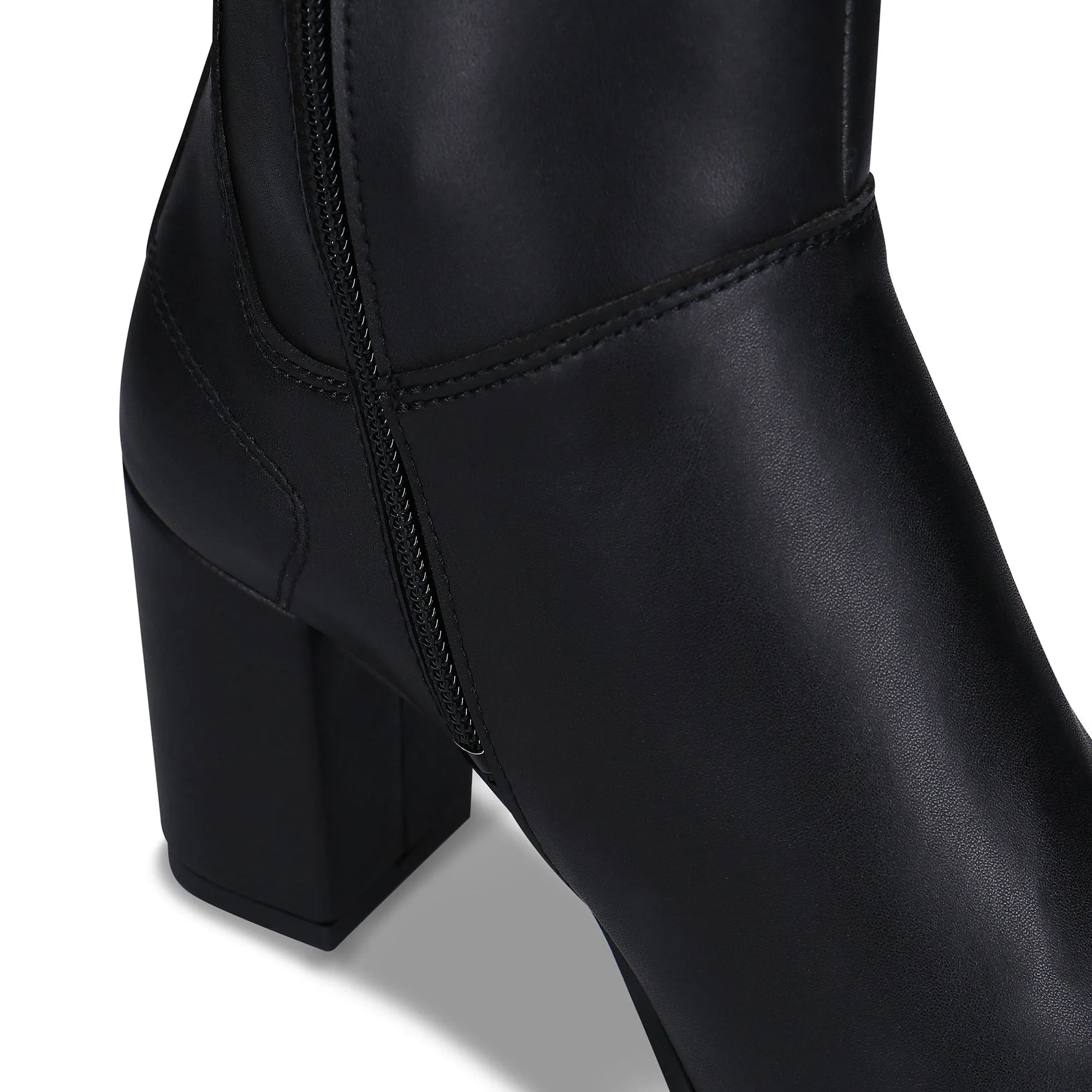 Circle Damen Apfel-Leder Stiefeletten mit Absatz | Schwarz
