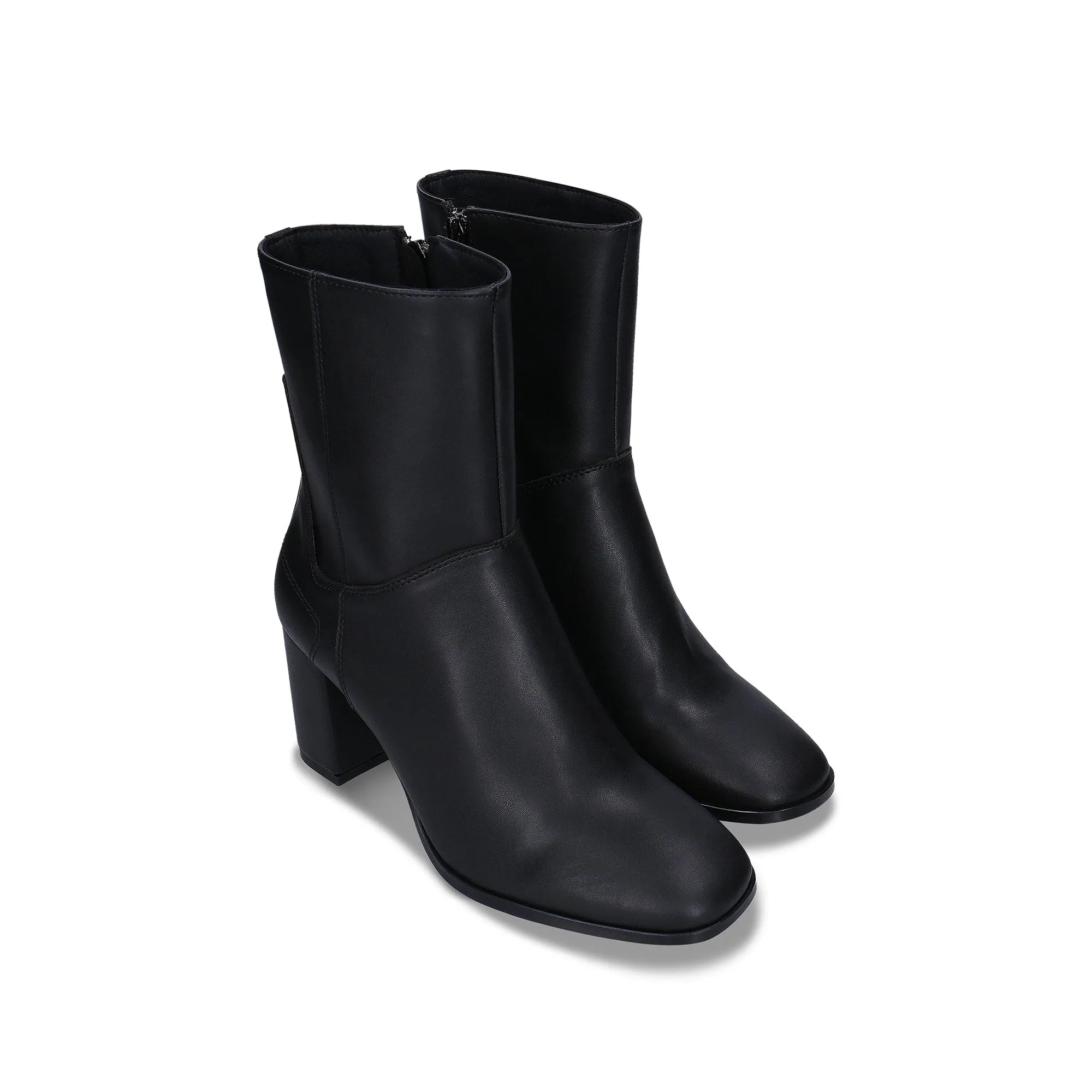 Circle Damen Apfel-Leder Stiefeletten mit Absatz | Schwarz