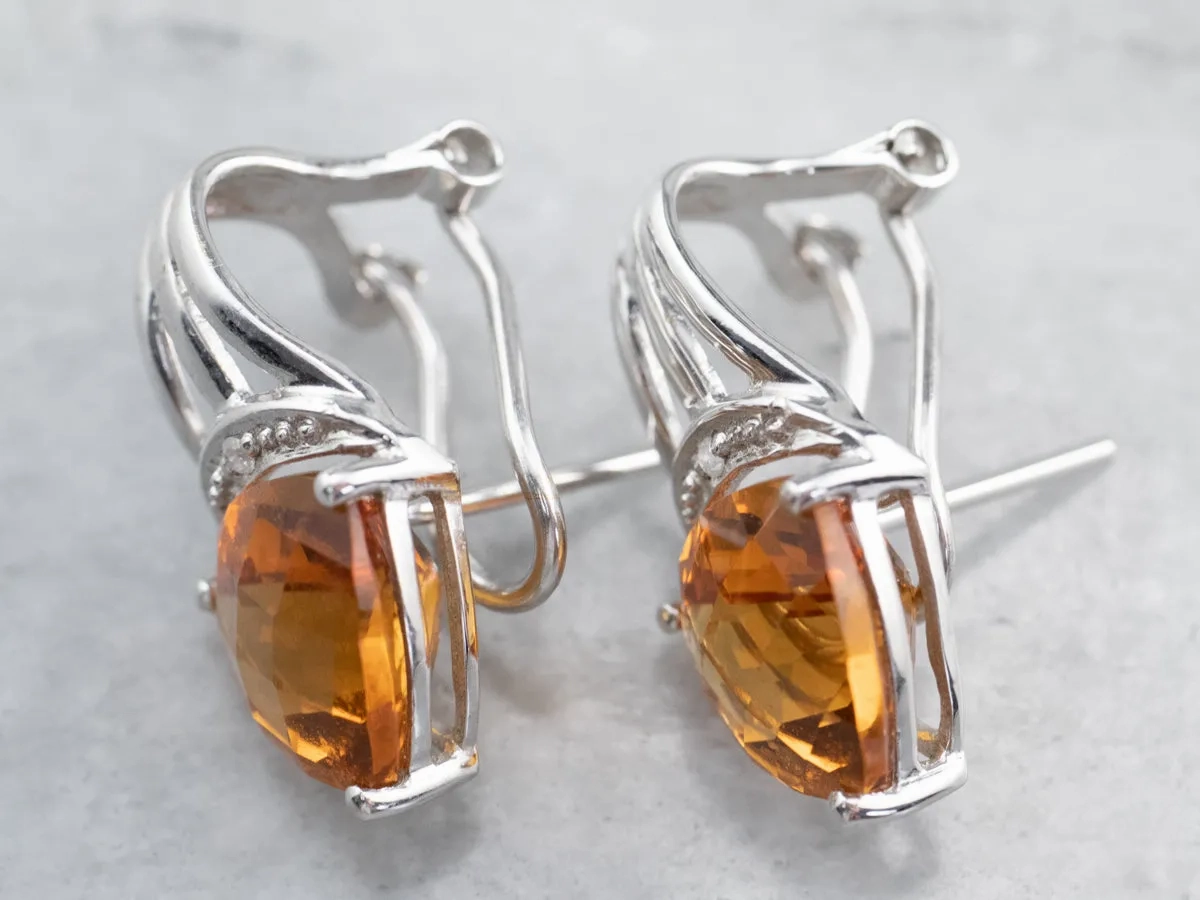 Citrine and Diamond White Gold Earrings