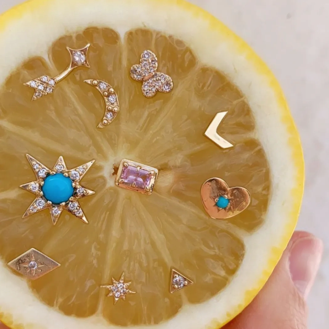 Cl??o Triangle Studs - Sapphires &amp; Silver