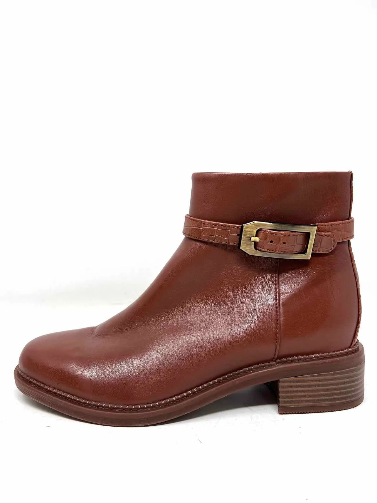 Clarks Größe 8,5 Braune/Goldene Schnallen Leder Schuhe Stiefel