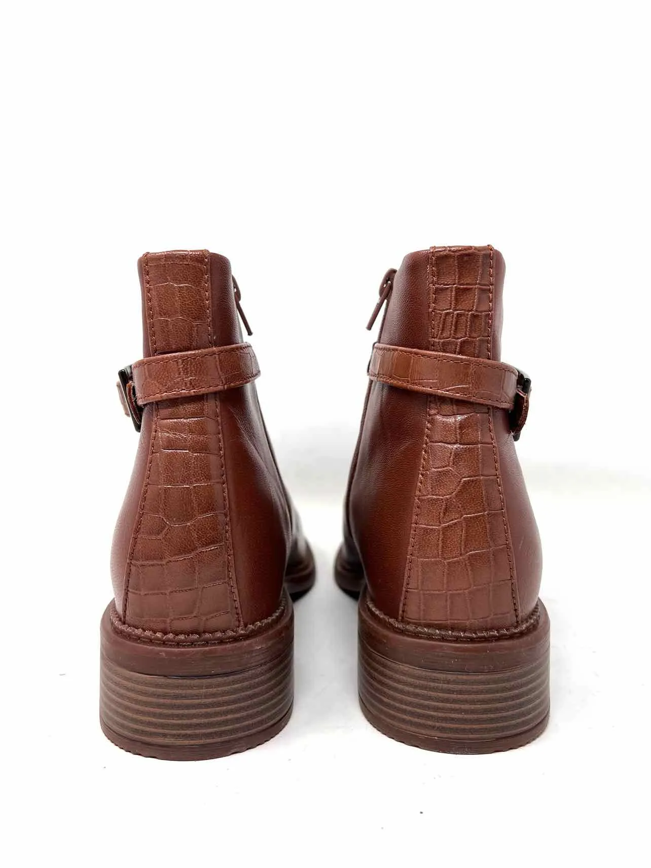 Clarks Größe 8,5 Braune/Goldene Schnallen Leder Schuhe Stiefel