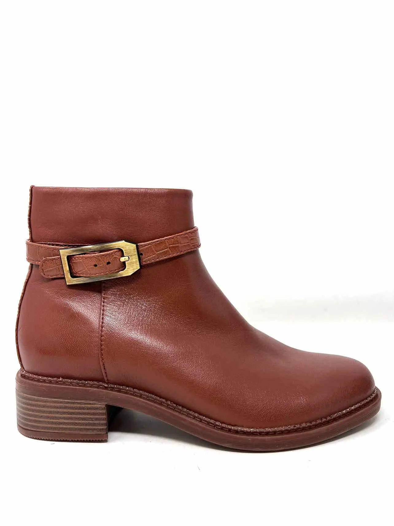Clarks Größe 8,5 Braune/Goldene Schnallen Leder Schuhe Stiefel
