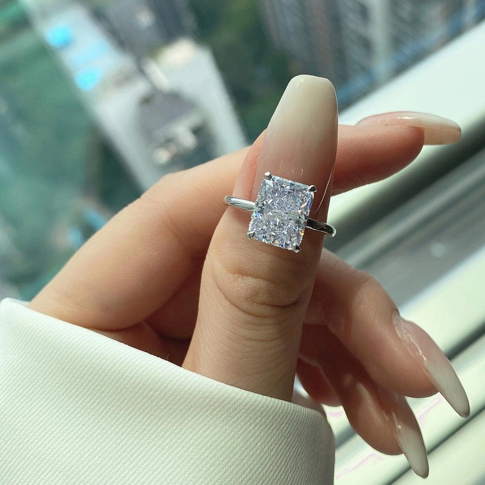 Classic 4-claw S925 Sterling Silver Special Interest Light Luxury Zircon Ring