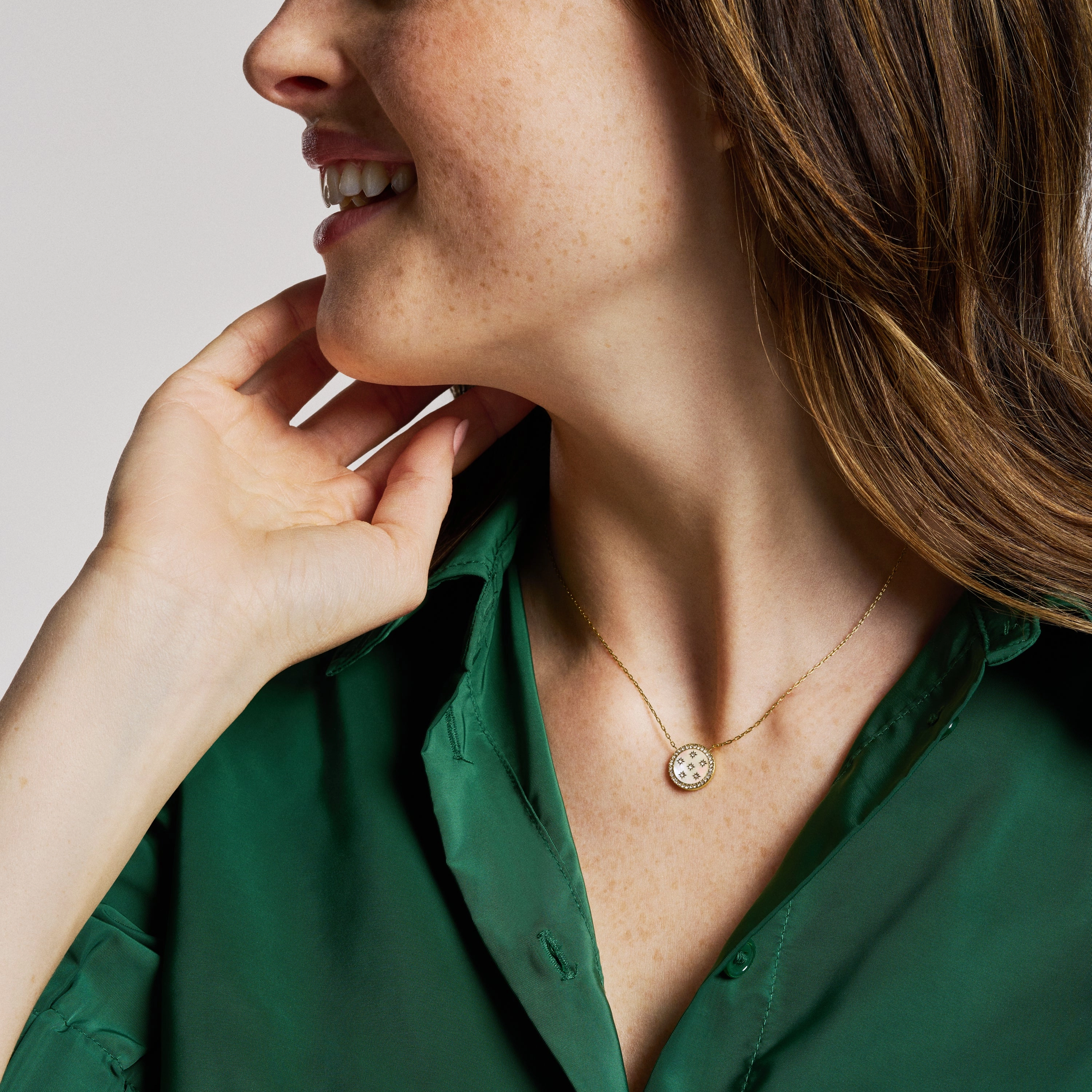 Classic Mother-of-Pearl Gold-Tone Stainless Steel Pendant Necklace