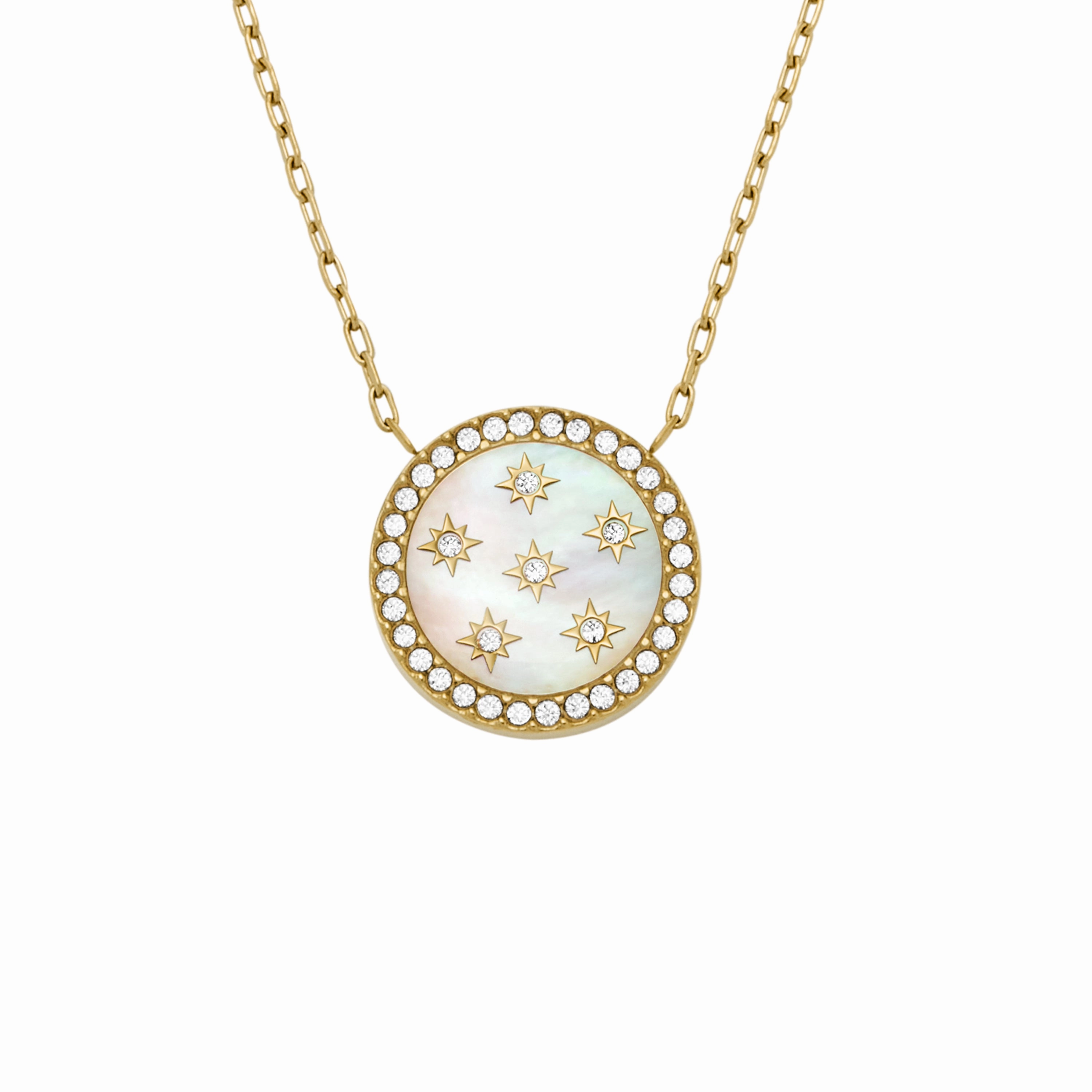 Classic Mother-of-Pearl Gold-Tone Stainless Steel Pendant Necklace fashion-jewelry  