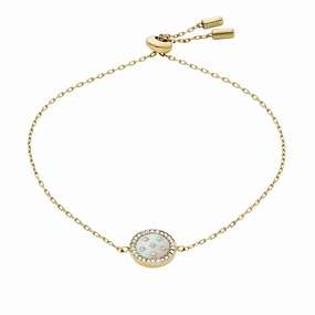 Classic Mother-of-Pearl Gold-Tone Stainless Steel Station Bracelet fashion-jewelry  