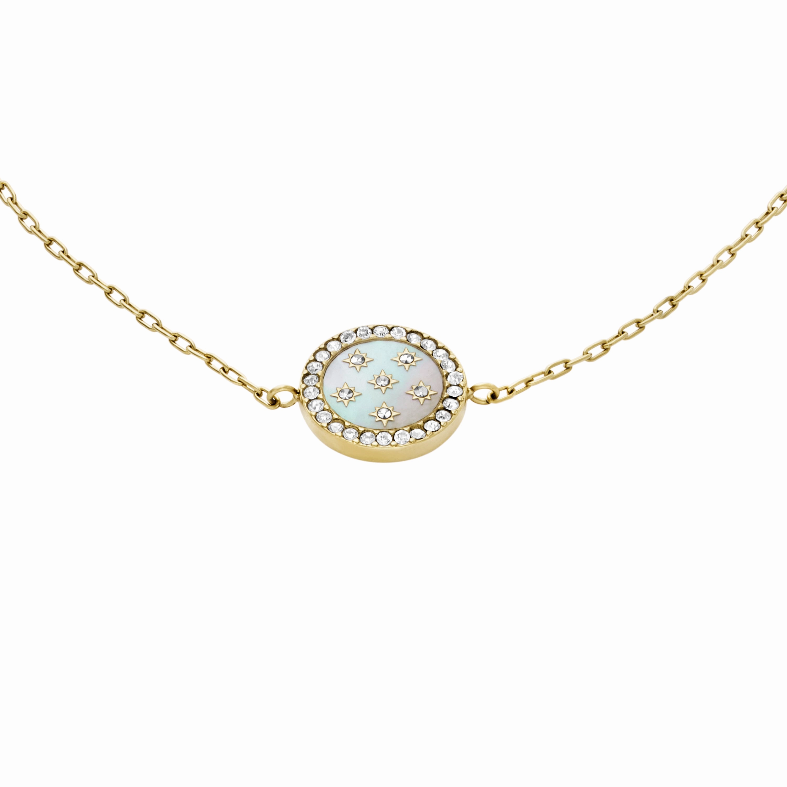 Classic Mother-of-Pearl Gold-Tone Stainless Steel Station Bracelet