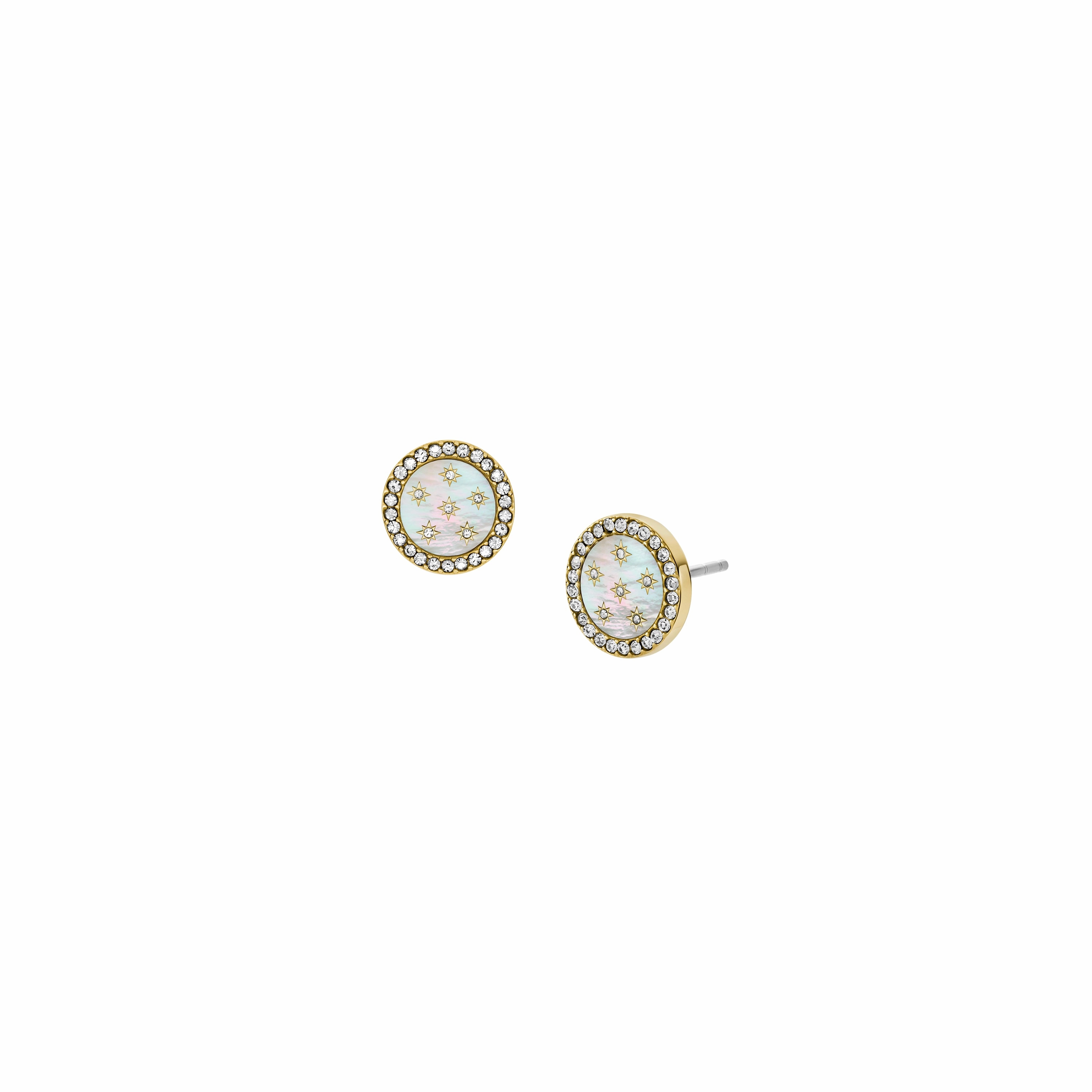 Classic Mother-of-Pearl Gold-Tone Stainless Steel Stud Earrings