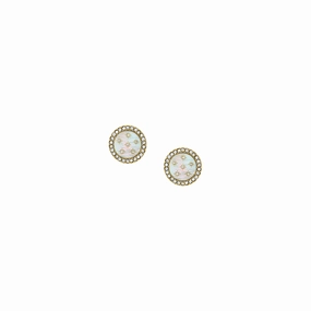 Classic Mother-of-Pearl Gold-Tone Stainless Steel Stud Earrings fashion-jewelry  