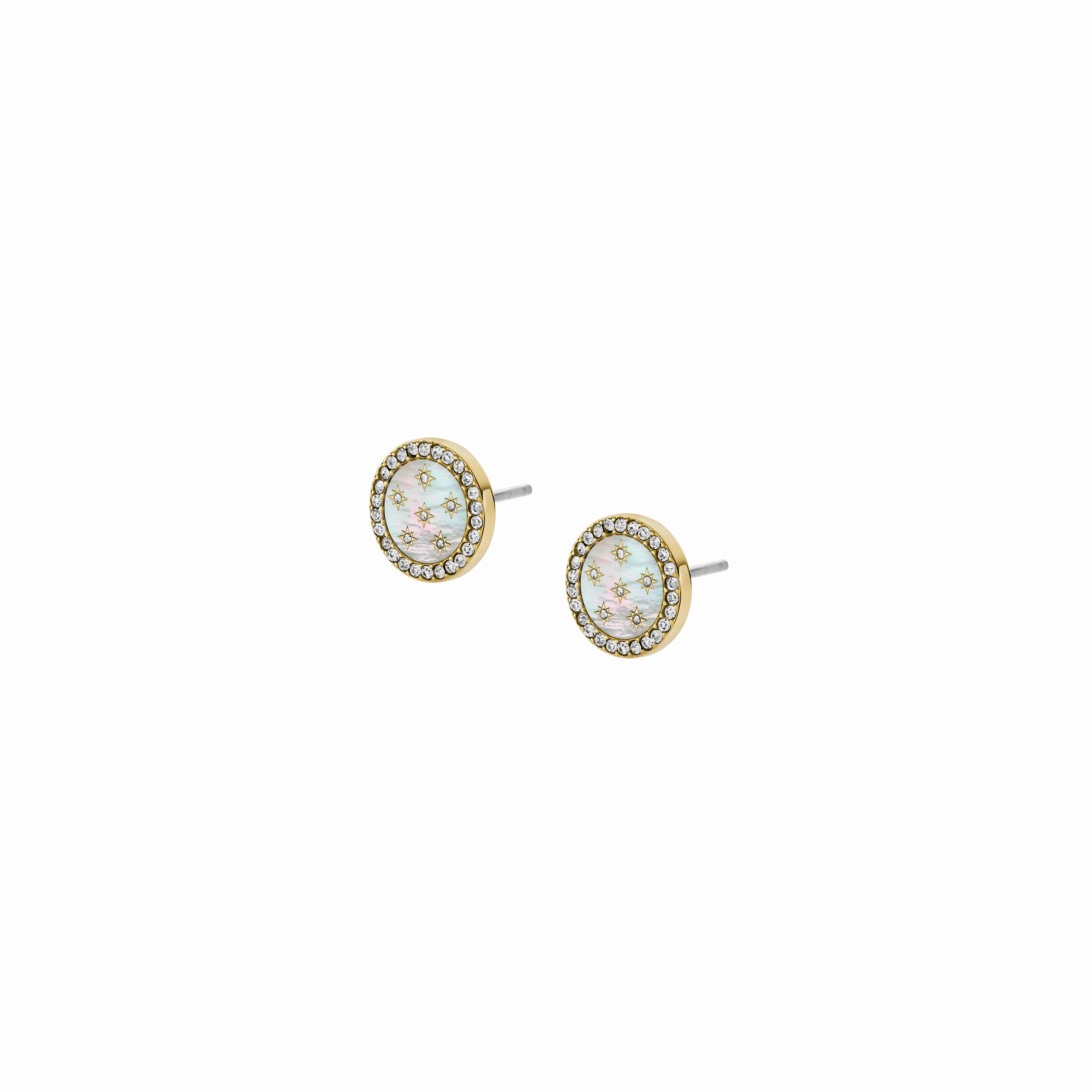 Classic Mother-of-Pearl Gold-Tone Stainless Steel Stud Earrings