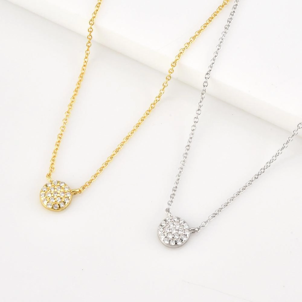 Classic Pebble Round Pendant Necklace In Sterling Silver 