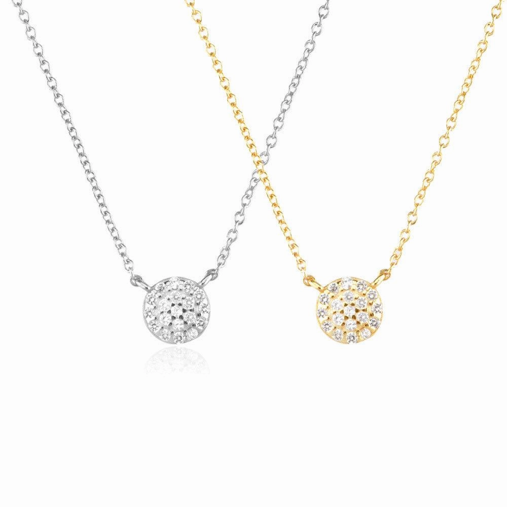 Classic Pebble Round Pendant Necklace In Sterling Silver