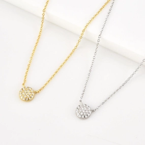 Classic Pebble Round Pendant Necklace In Sterling Silver 