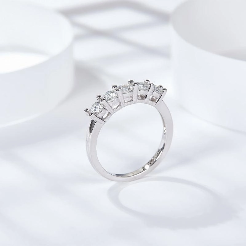 Classic Seven Stars And Seven Diamonds Five Diamond Row Ring Fashion