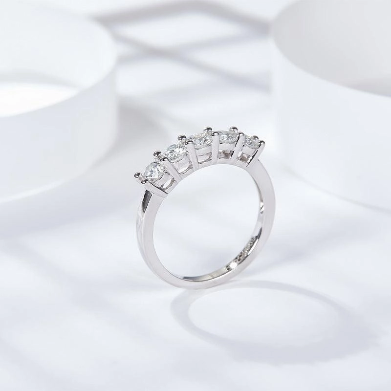 Classic Seven Stars And Seven Diamonds Five Diamond Row Ring Fashion