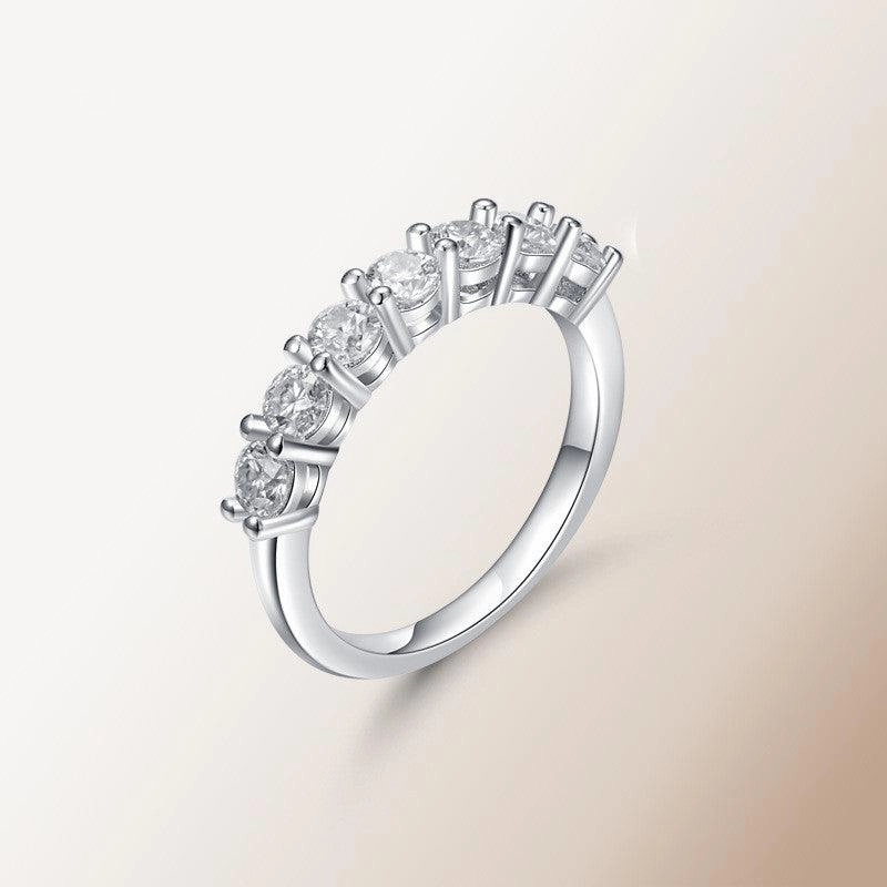 Classic Seven Stars And Seven Diamonds Five Diamond Row Ring Fashion