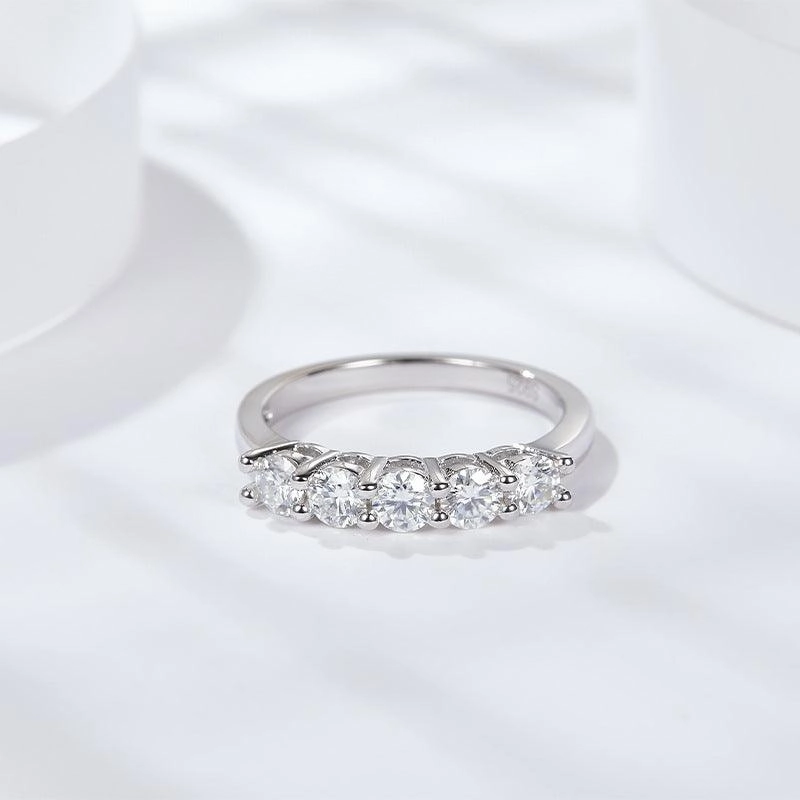 Classic Seven Stars And Seven Diamonds Five Diamond Row Ring Fashion