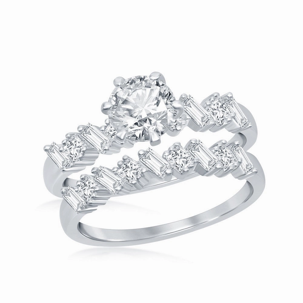 Classic Women's Multi-Shaped White CZ Ring Set - W-2408