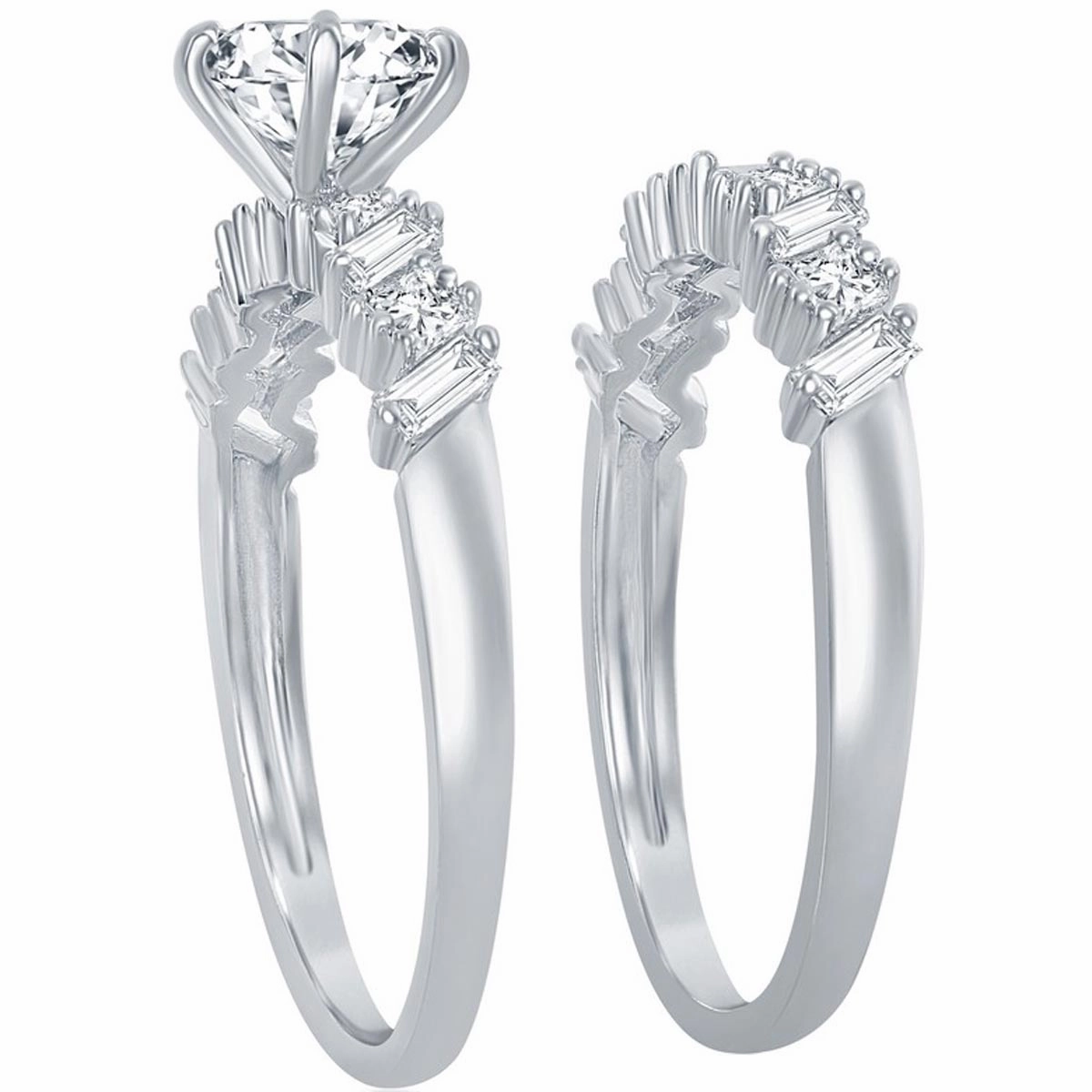 Classic Women's Multi-Shaped White CZ Ring Set - W-2408
