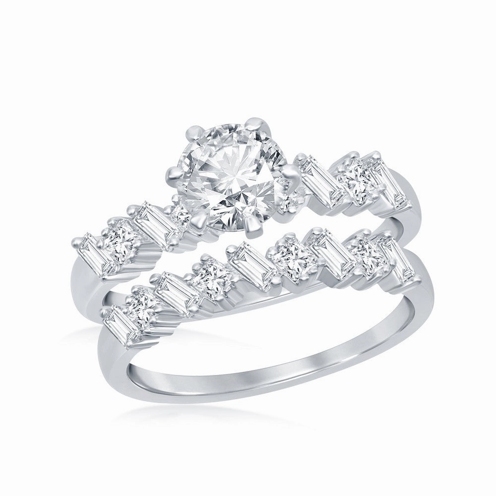 Classic Women's Multi-Shaped White CZ Ring Set - W-2408