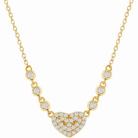 Classic Women's Necklace - Micro Pave CZ Heart with Bezel-Set CZ | M-5104-GP suit-set  
