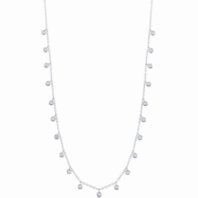 Classic Women's Necklace - Sterling Silver Dangling Bezel-Set CZ | M-6818 suit-set  