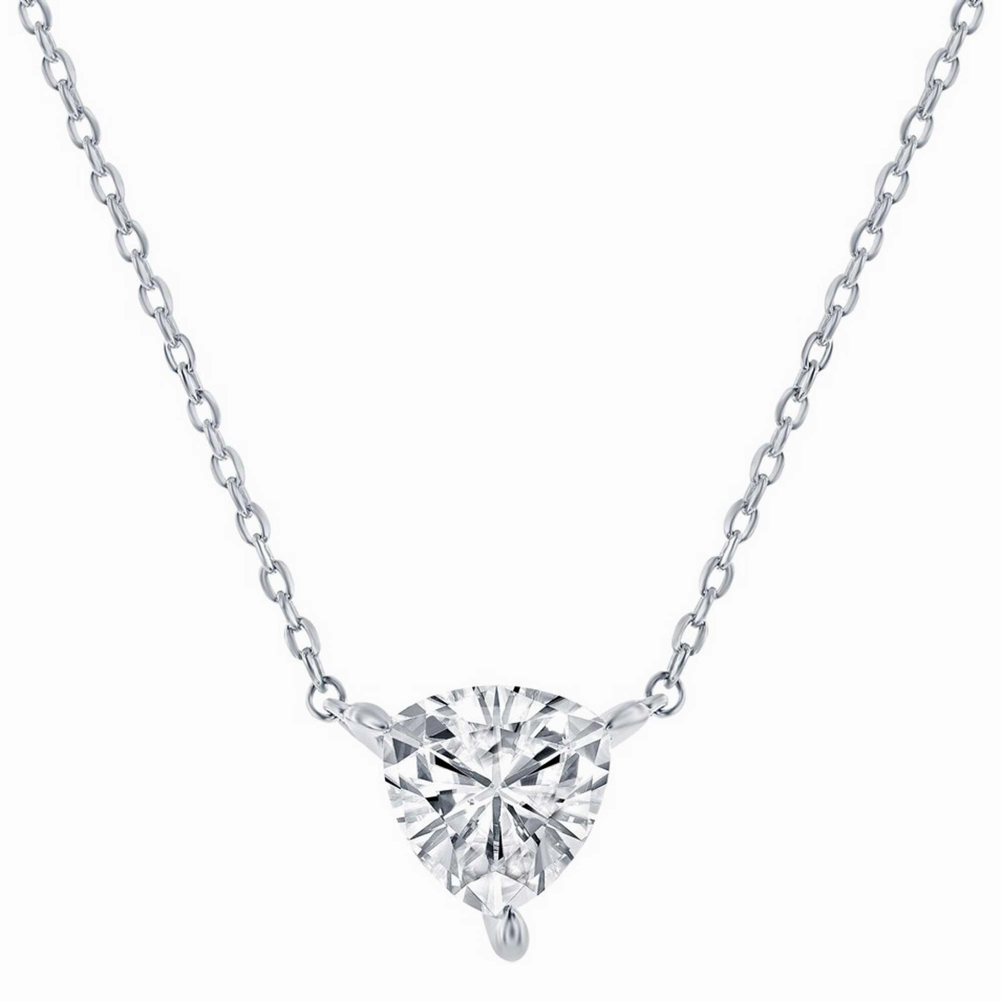 Classic Women's Necklace and Earrings Set - Silver Solitaire Trillion CZ | SET-615