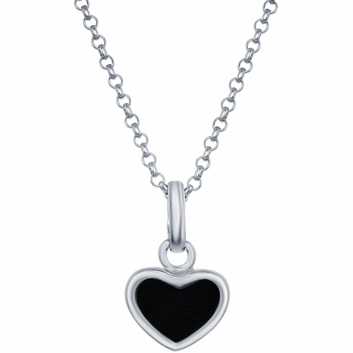 Classic Women's Pendant and Earrings Set - Sterling Silver Onyx Heart | SET-399