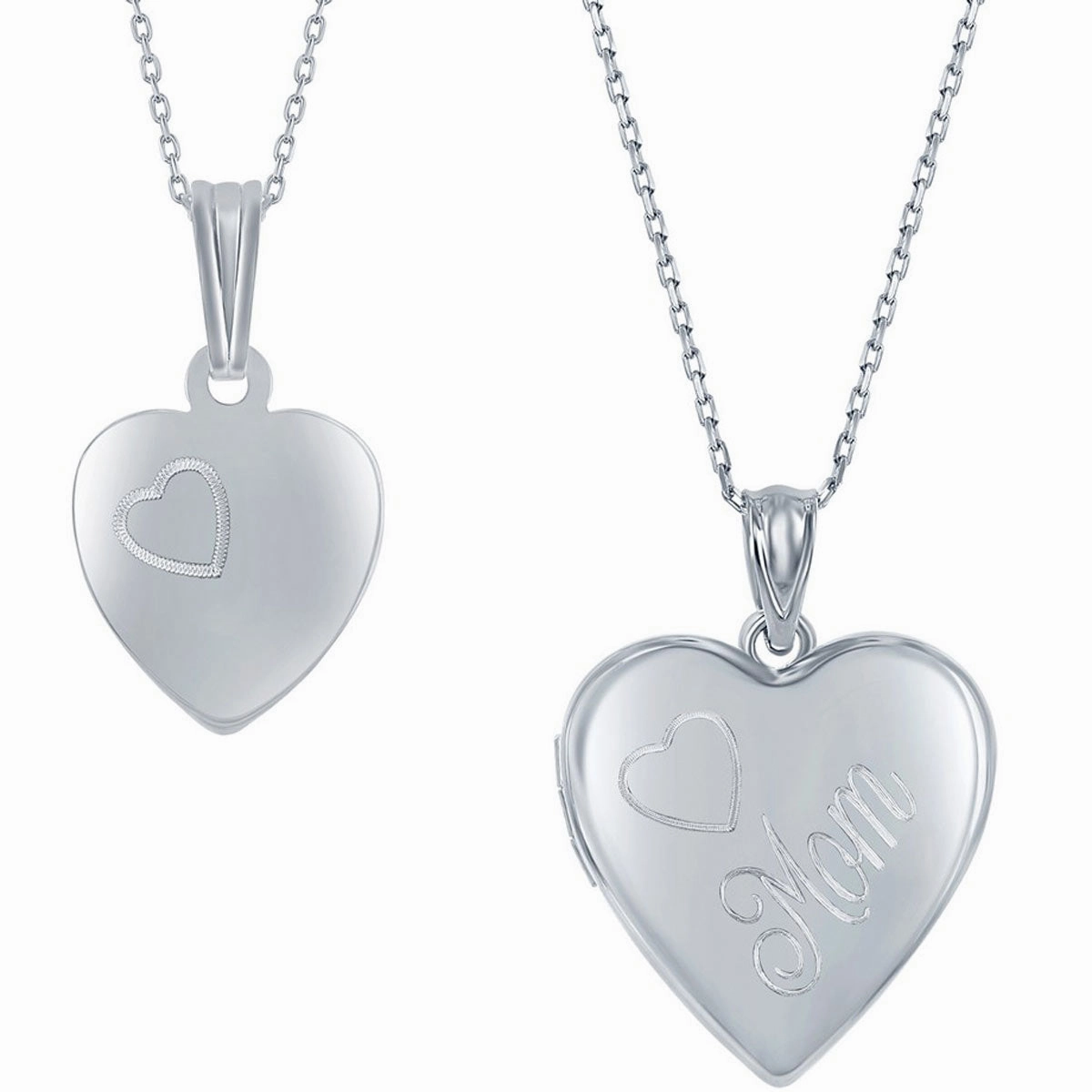 Classic Women's Pendant and Locket Set - Mother and Daughter 2PC Mom Heart | J-2746 suit-set  