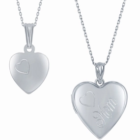 Classic Women's Pendant and Locket Set - Mother and Daughter 2PC Mom Heart | J-2746 suit-set  