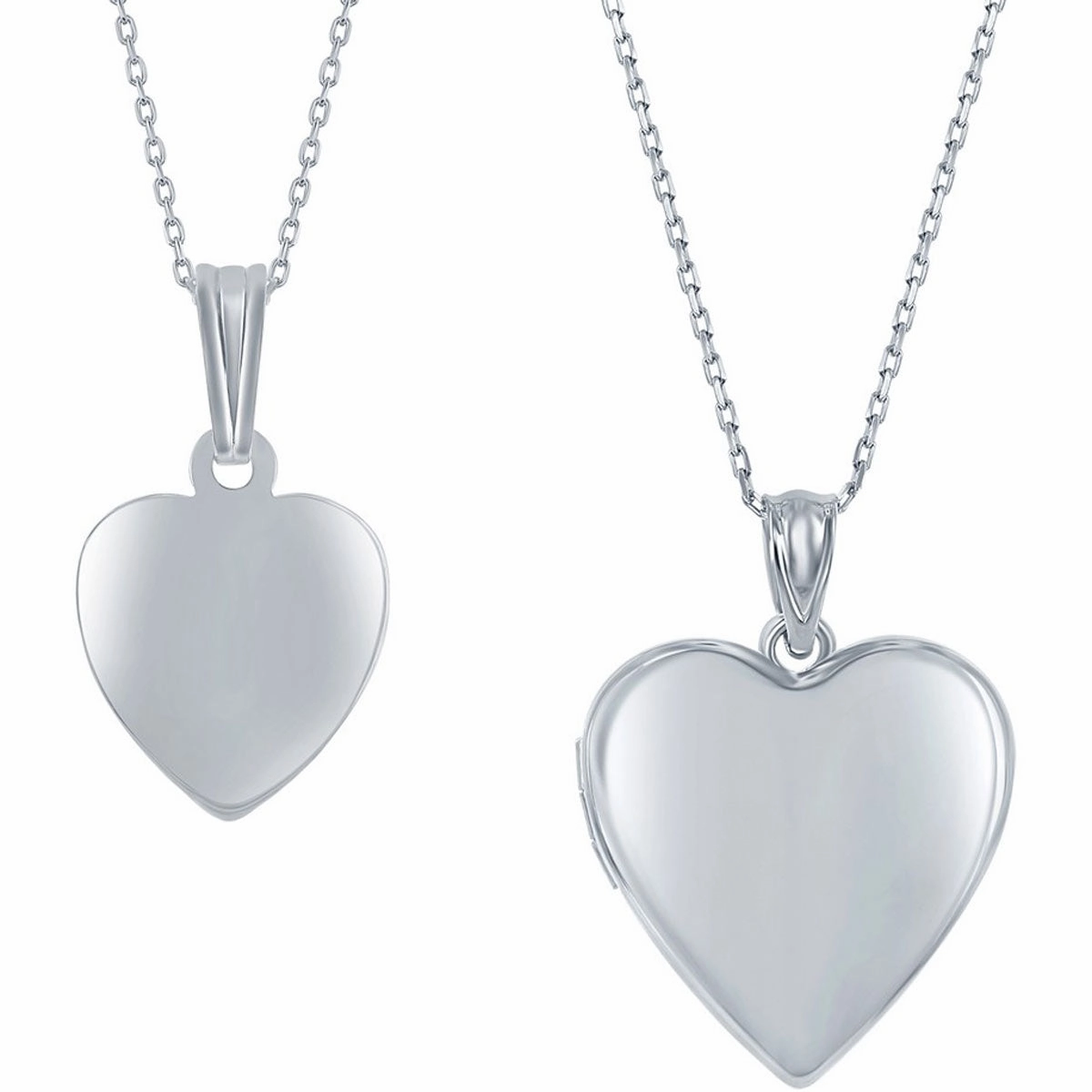 Classic Women's Pendant and Locket Set - Mother and Daughter Polished Heart | J-2756 suit-set  