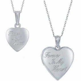 Classic Women's Pendant and Locket Set - Sterling Silver Forever in My Heart | J-2760 suit-set  
