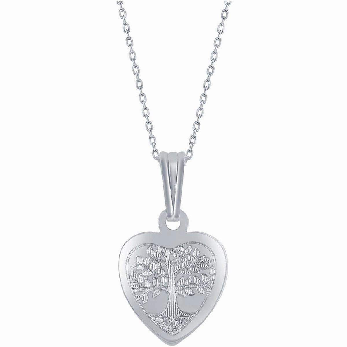 Classic Women's Pendant and Locket Set - Sterling Silver Tree of Life Heart | J-2748