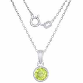 Classic Women's Pendant with Chain - August Peridot Bezel Set | K-7017-PD suit-set  