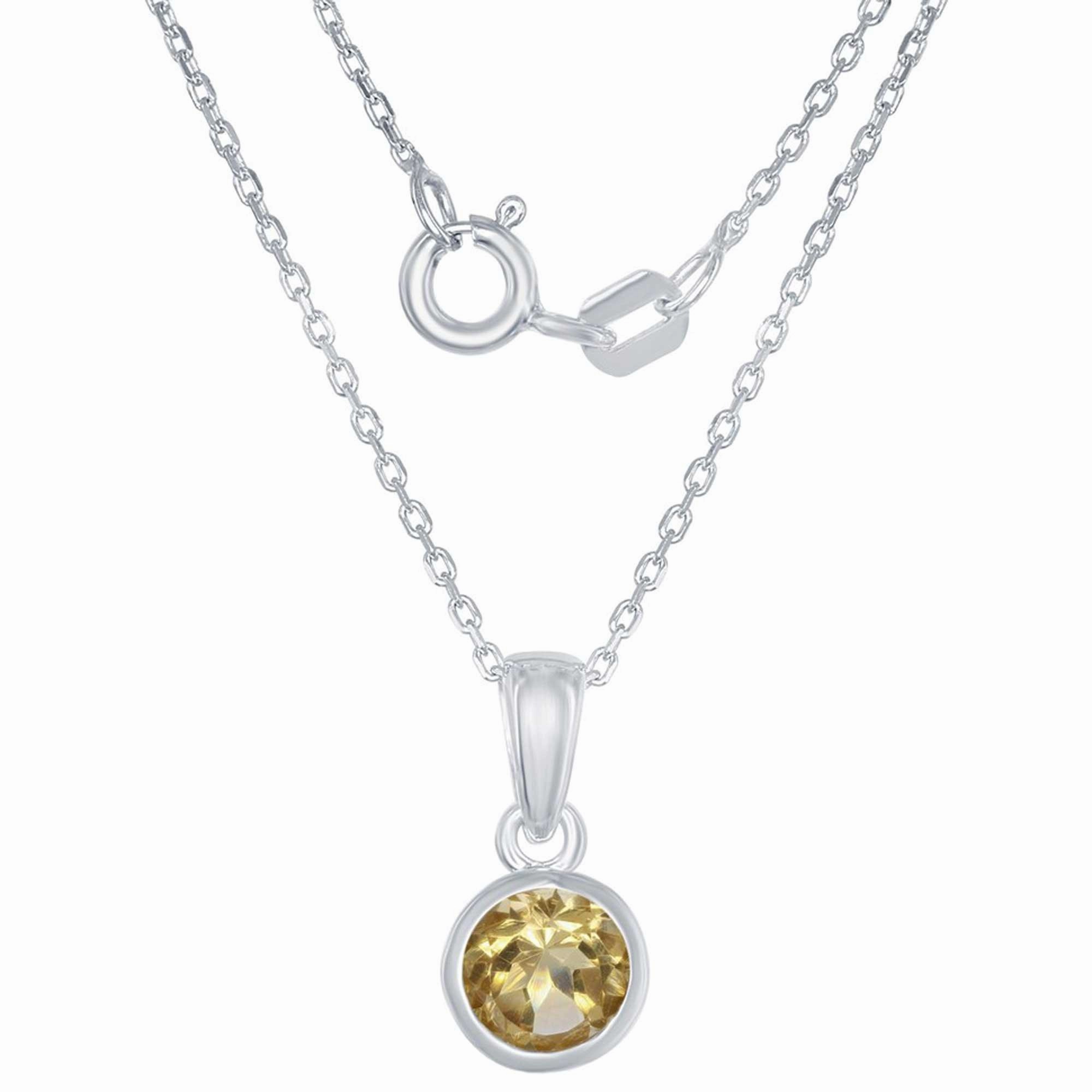 Classic Women's Pendant with Chain - November Citrine Bezel Set | K-7017-CT suit-set  