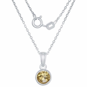 Classic Women's Pendant with Chain - November Citrine Bezel Set | K-7017-CT suit-set  