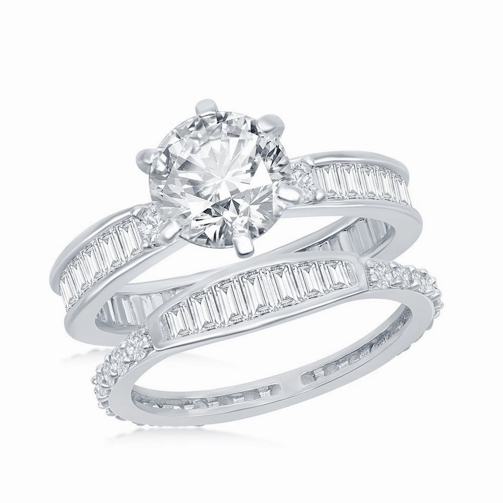 Classic Women's Six-Prong White CZ Ring Set - W-2409